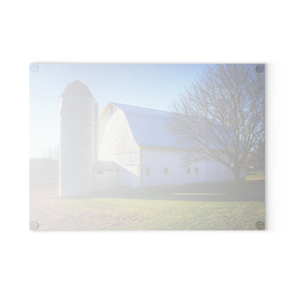 U R There Photography Elba White Rustic Farmhouse Tempered-Glass Cutting Board