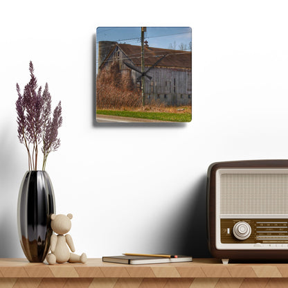 U R There Photography Metamora M-24 Grey III Rustic Farmhouse Acrylic Analog Wall Clock