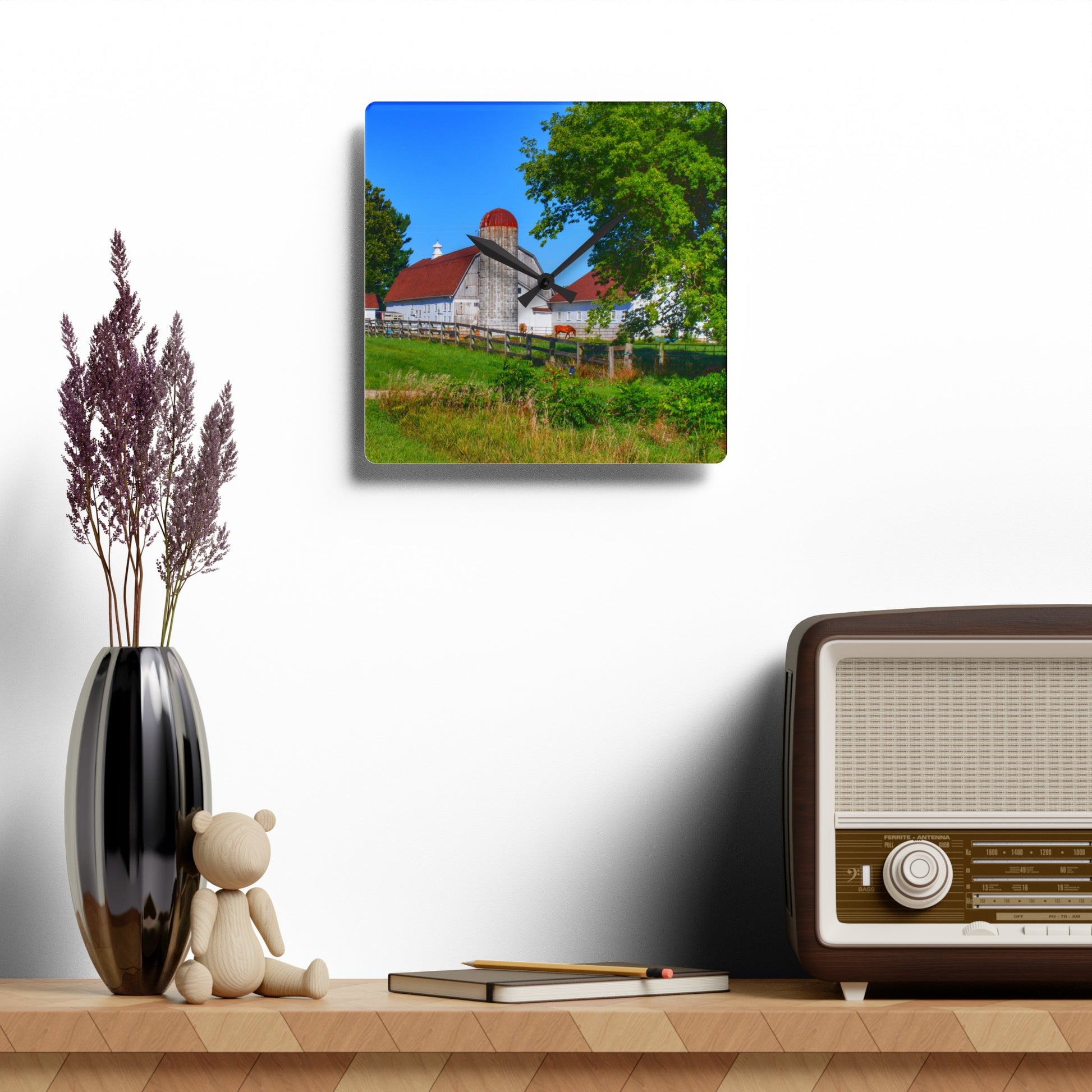 Rustic Farmhouse Wall Clock featuring Vienna Roadside White