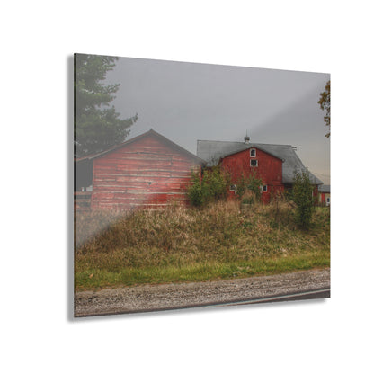 U R There Photography Goodrich Baldwin Road Reds I Rustic Farmhouse Acrylic Wall Print