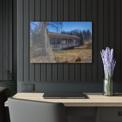 U R There Photography Covered Bridge of Campground Road I Rustic Farmhouse Acrylic Wall Print