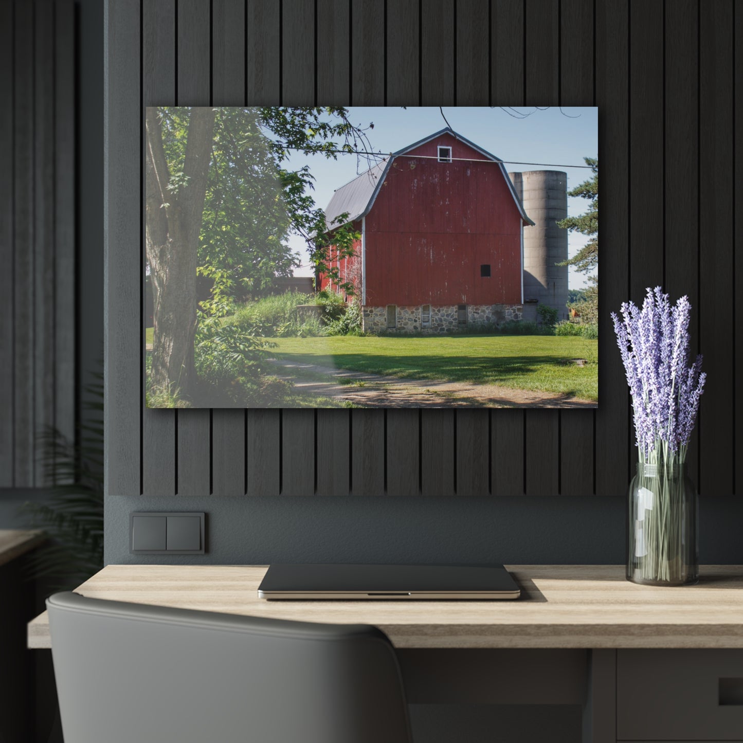 U R There Photography Mayville Road Red Rustic Farmhouse Acrylic Wall Print