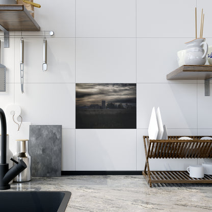 U R There Photography Across the Field on Brown City Road Rustic Farmhouse Decorative Ceramic Tile