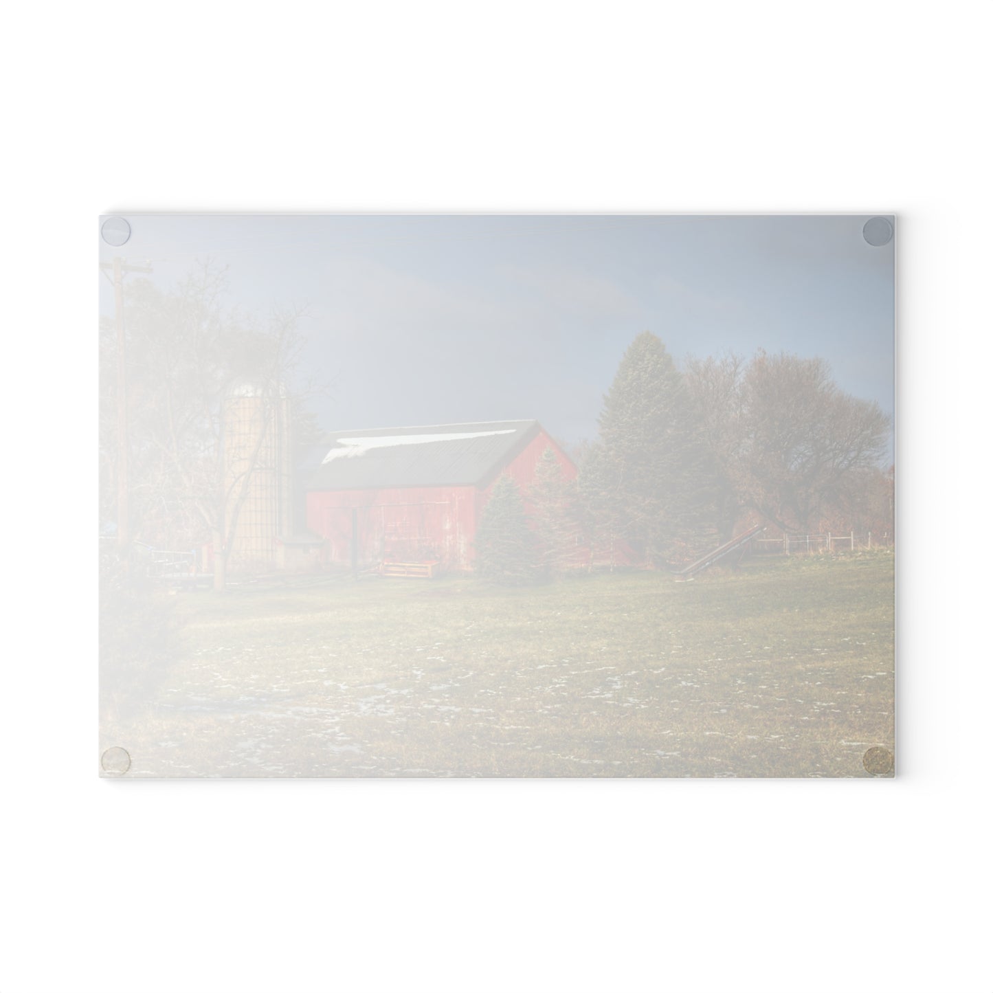 U R There Photography Columbiaville Road Red I Rustic Farmhouse Tempered-Glass Cutting Board