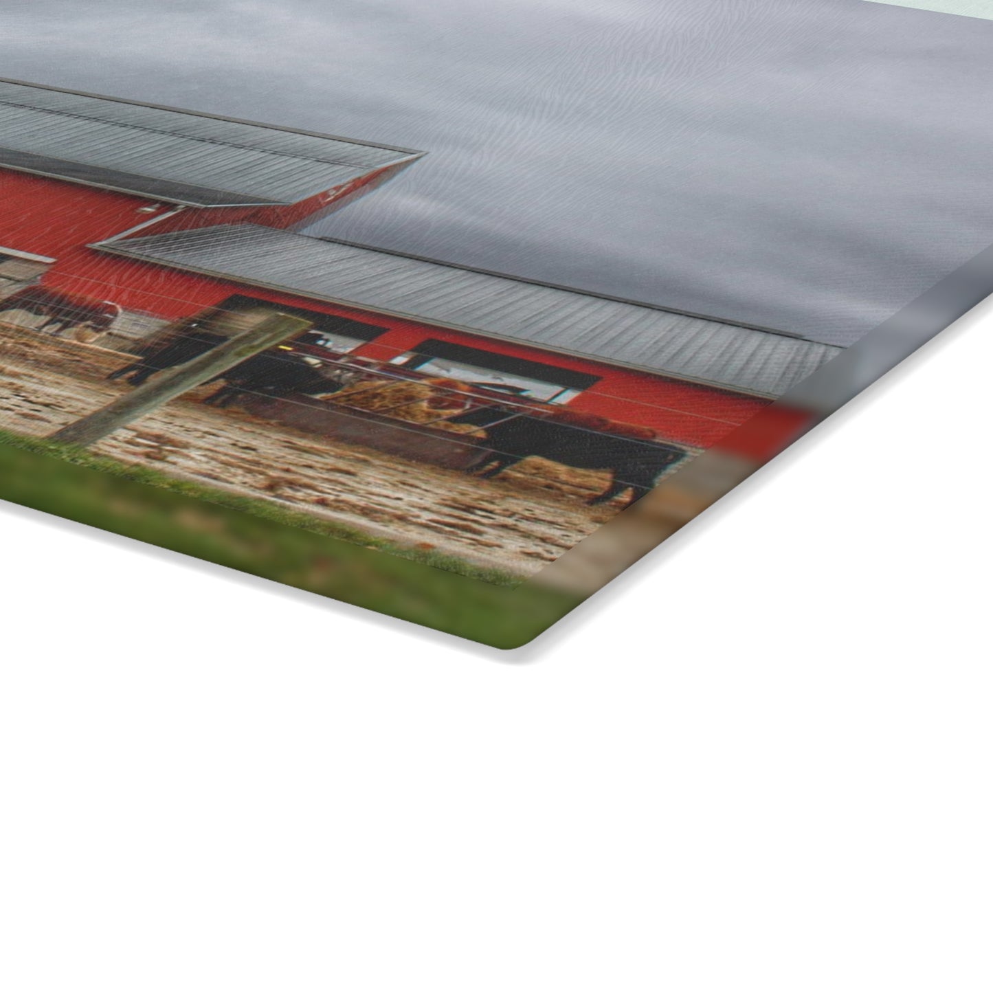 U R There Photography Daley Road Cow Barn Rustic Farmhouse Tempered-Glass Cutting Board