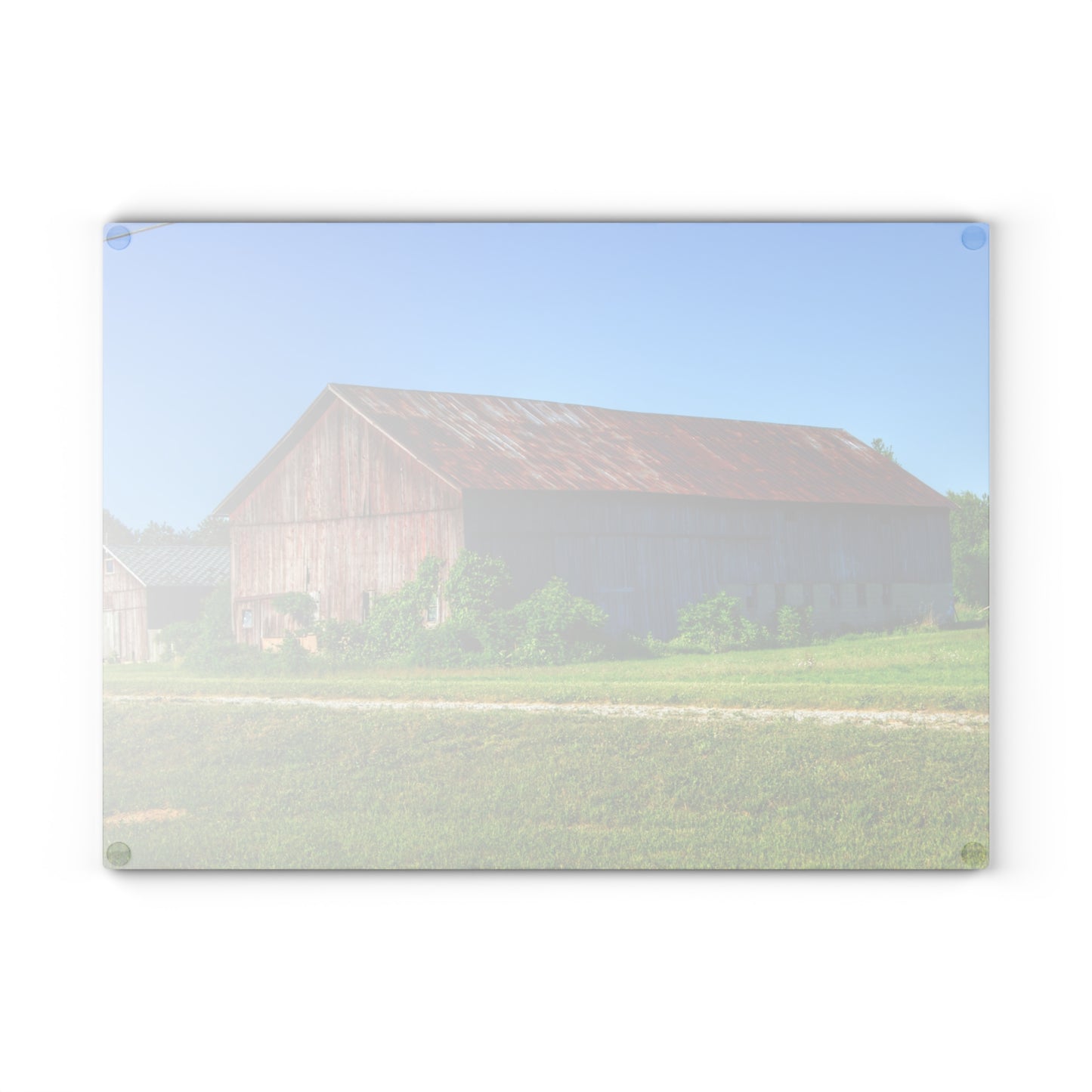 U R There Photography Otisville Rusted Reds Rustic Farmhouse Tempered-Glass Cutting Board