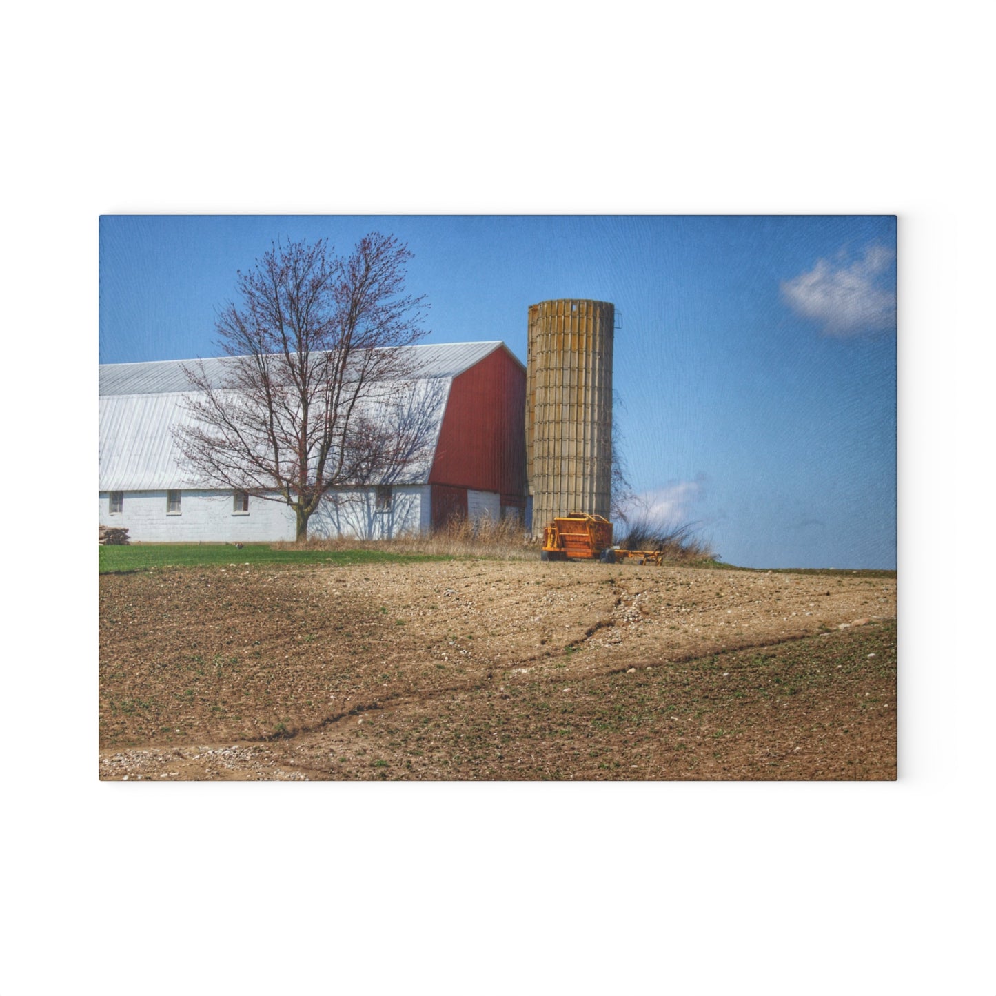 U R There Photography Shay Lake Red Rustic Farmhouse Tempered-Glass Cutting Board