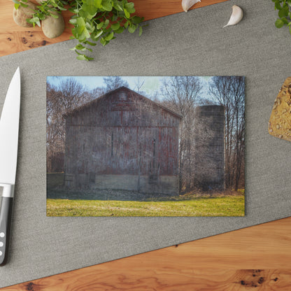 U R There Photography M-15 Red Rustic Farmhouse Tempered-Glass Cutting Board