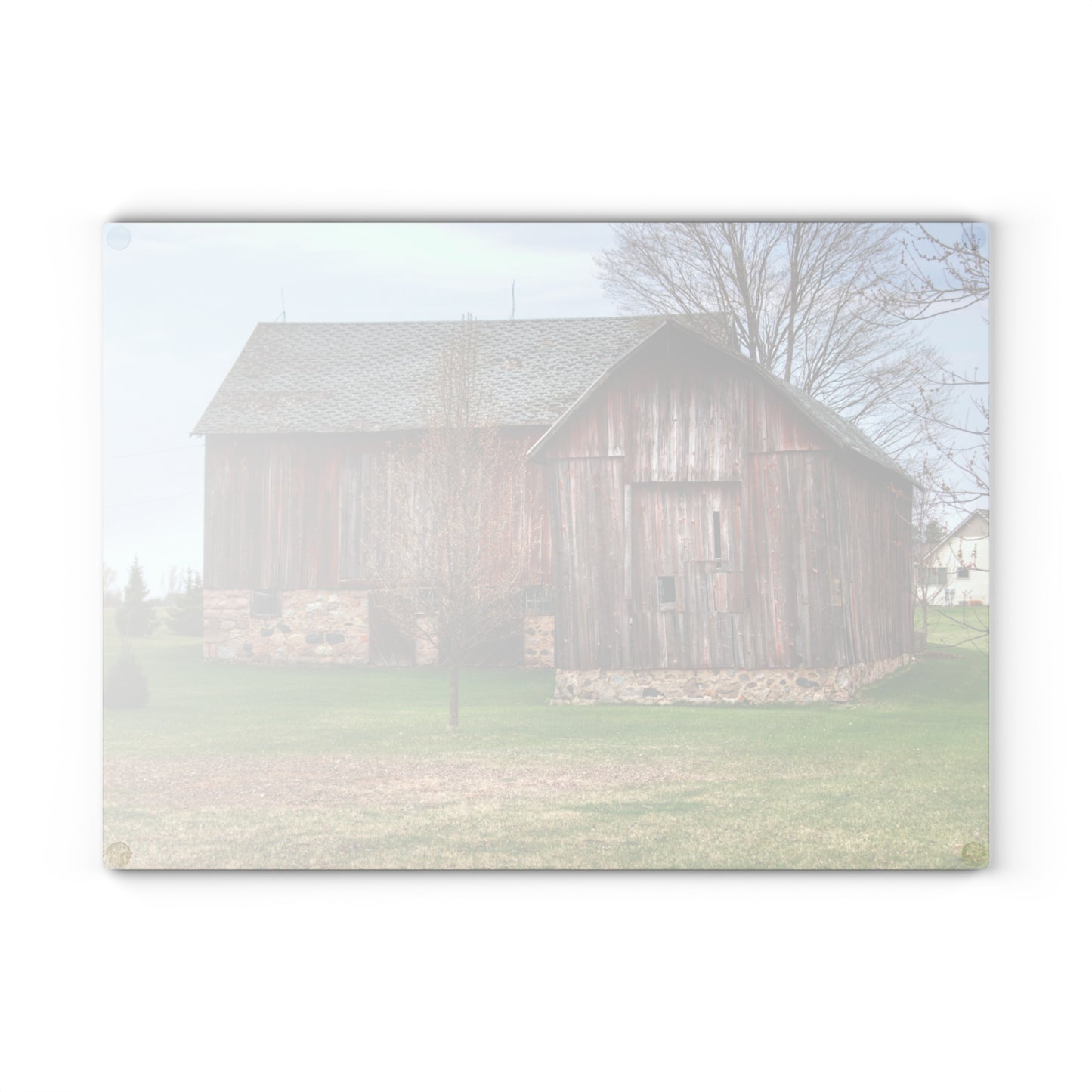 U R There Photography Millington Road Stone Grey Rustic Farmhouse Tempered-Glass Cutting Board