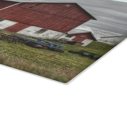 U R There Photography Fostoria Red I Rustic Farmhouse Tempered-Glass Cutting Board
