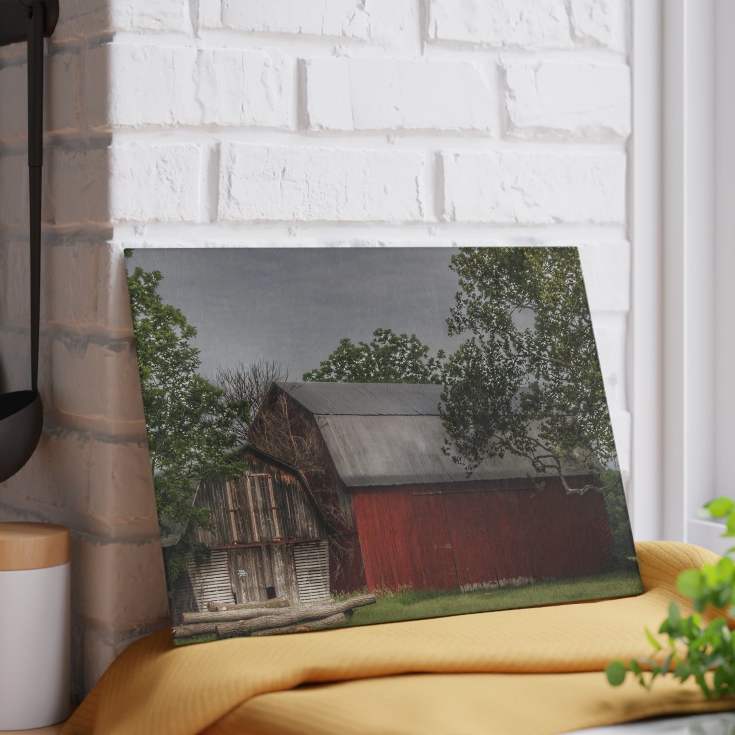 U R There Photography Barkley Road Buddies Rustic Farmhouse Tempered-Glass Cutting Board