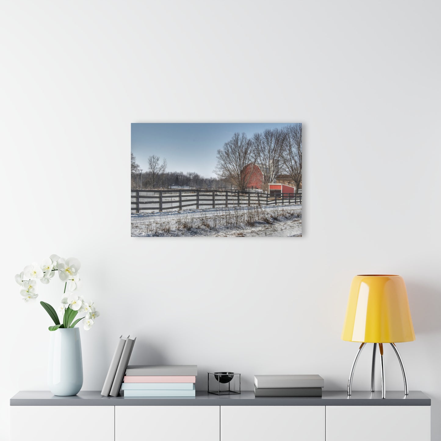 U R There Photography West Lake Road Red Rustic Farmhouse Acrylic Wall Print