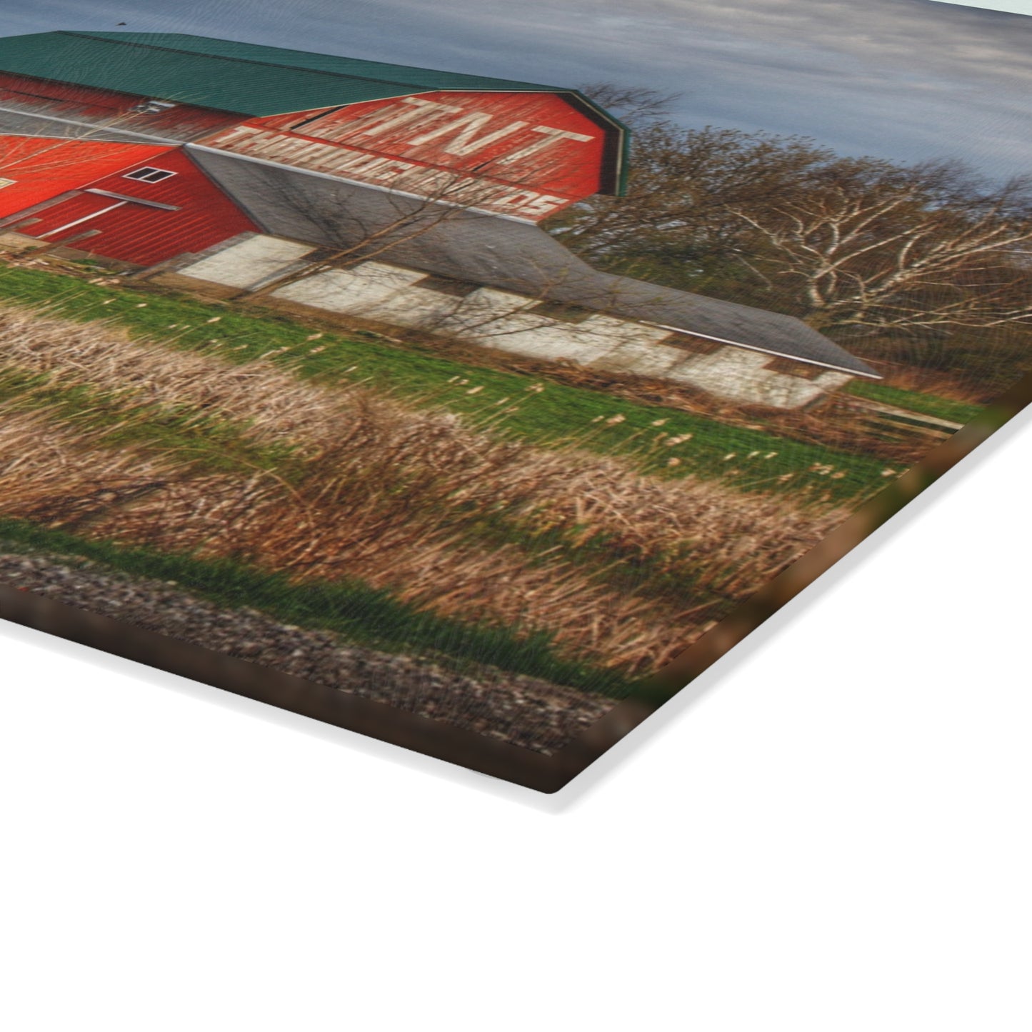 U R There Photography M-24 TnT Red I Rustic Farmhouse Tempered-Glass Cutting Board