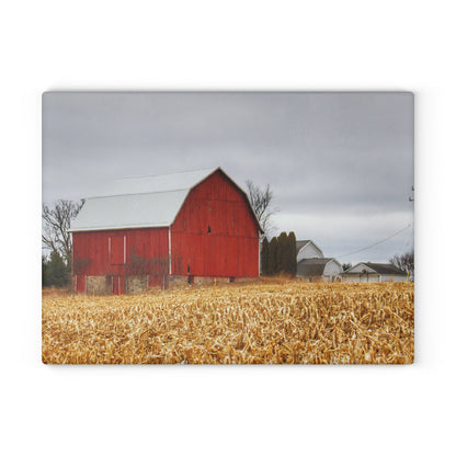 U R There Photography Jones Road Red Rustic Farmhouse Tempered-Glass Cutting Board