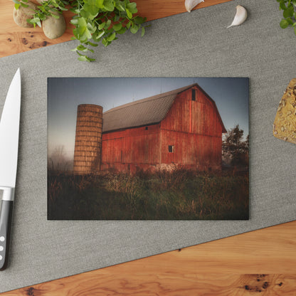 U R There Photography Columbiaville Red II Rustic Farmhouse Tempered-Glass Cutting Board