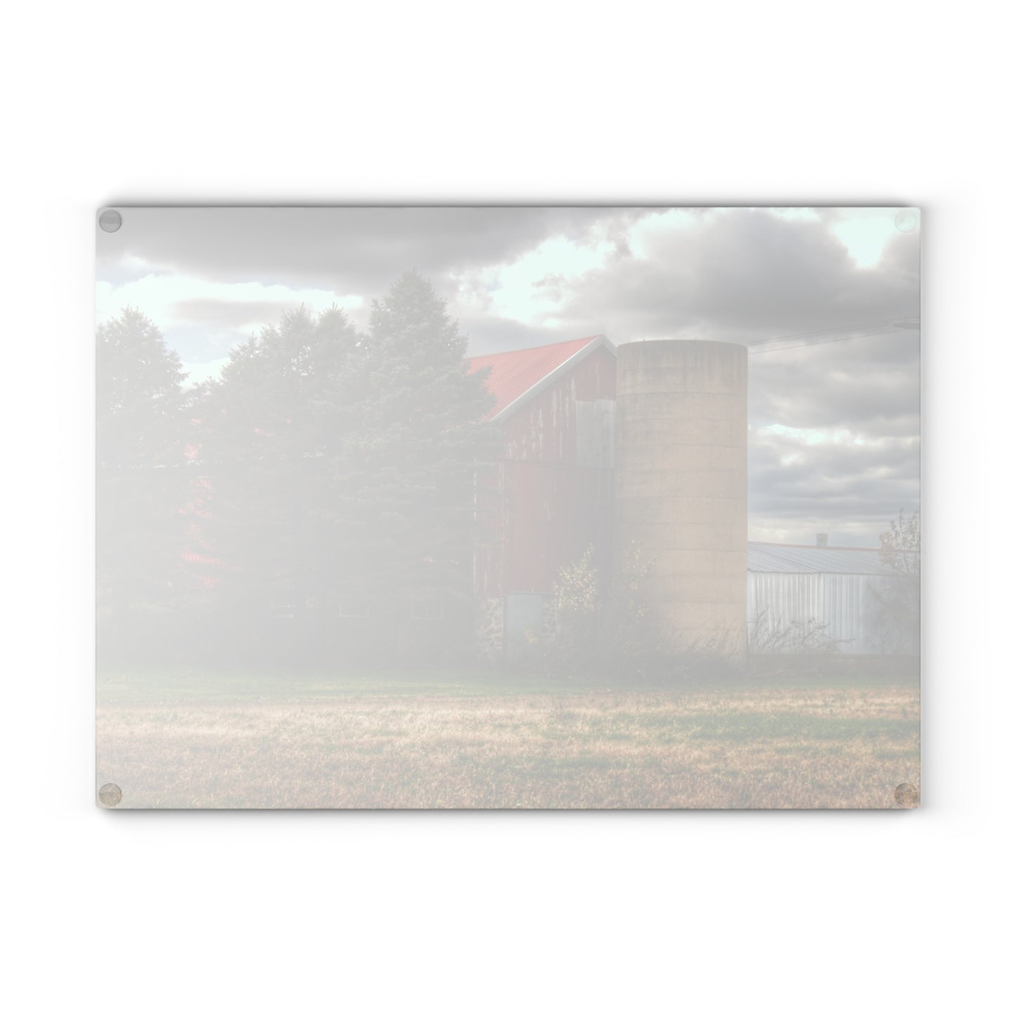 Barn Boutique Rustic Tempered-Glass Cutting Board| Laur Road Red Among the Pines I