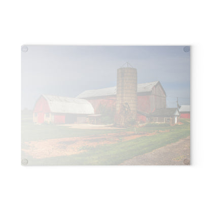 U R There Photography Marlette Red IV Rustic Farmhouse Tempered-Glass Cutting Board