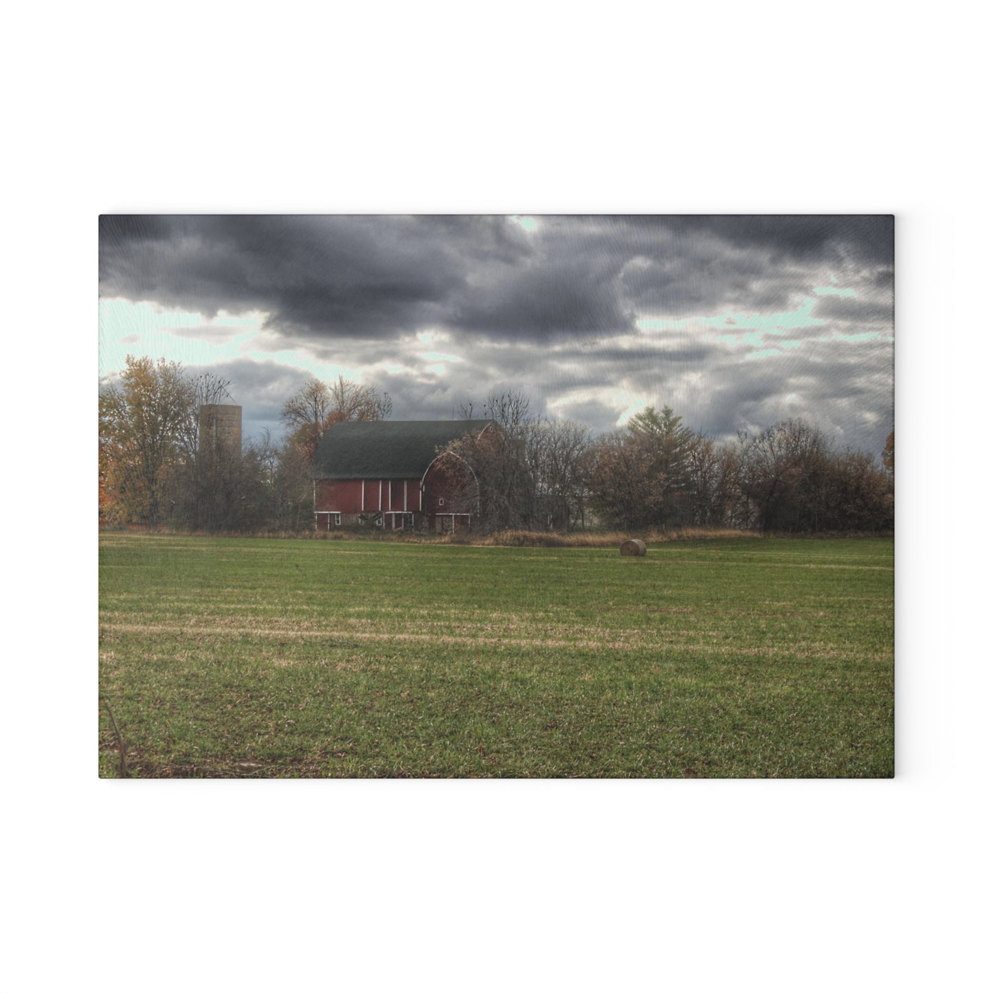 U R There Photography Booth Road Hidden Red II Rustic Farmhouse Tempered-Glass Cutting Board