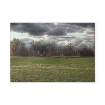 U R There Photography Booth Road Hidden Red II Rustic Farmhouse Tempered-Glass Cutting Board
