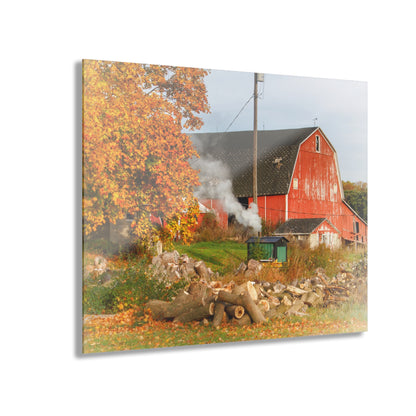 U R There Photography Greenwood Road Red in the Fall Rustic Farmhouse Acrylic Wall Print