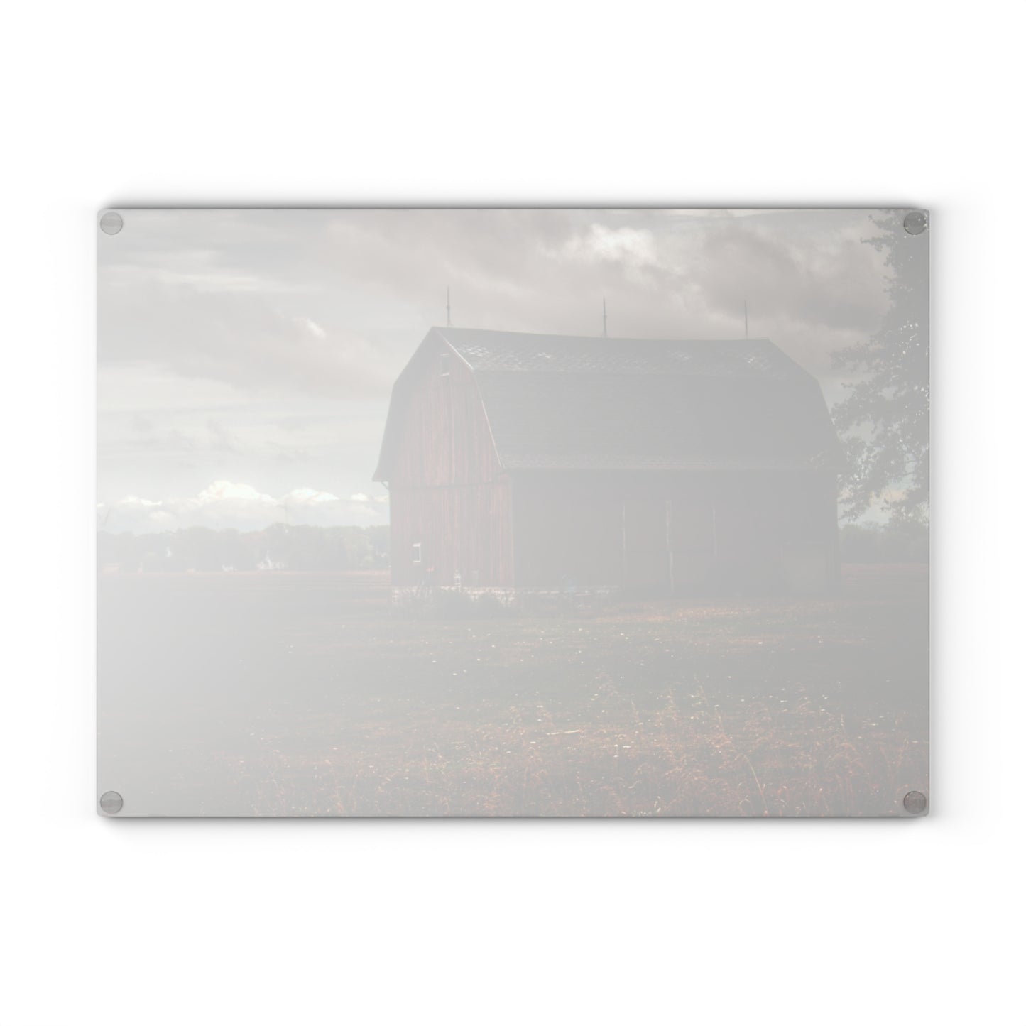 U R There Photography Fairgrove-Deckerville Red I Rustic Farmhouse Tempered-Glass Cutting Board