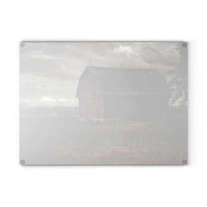 U R There Photography Fairgrove-Deckerville Red I Rustic Farmhouse Tempered-Glass Cutting Board