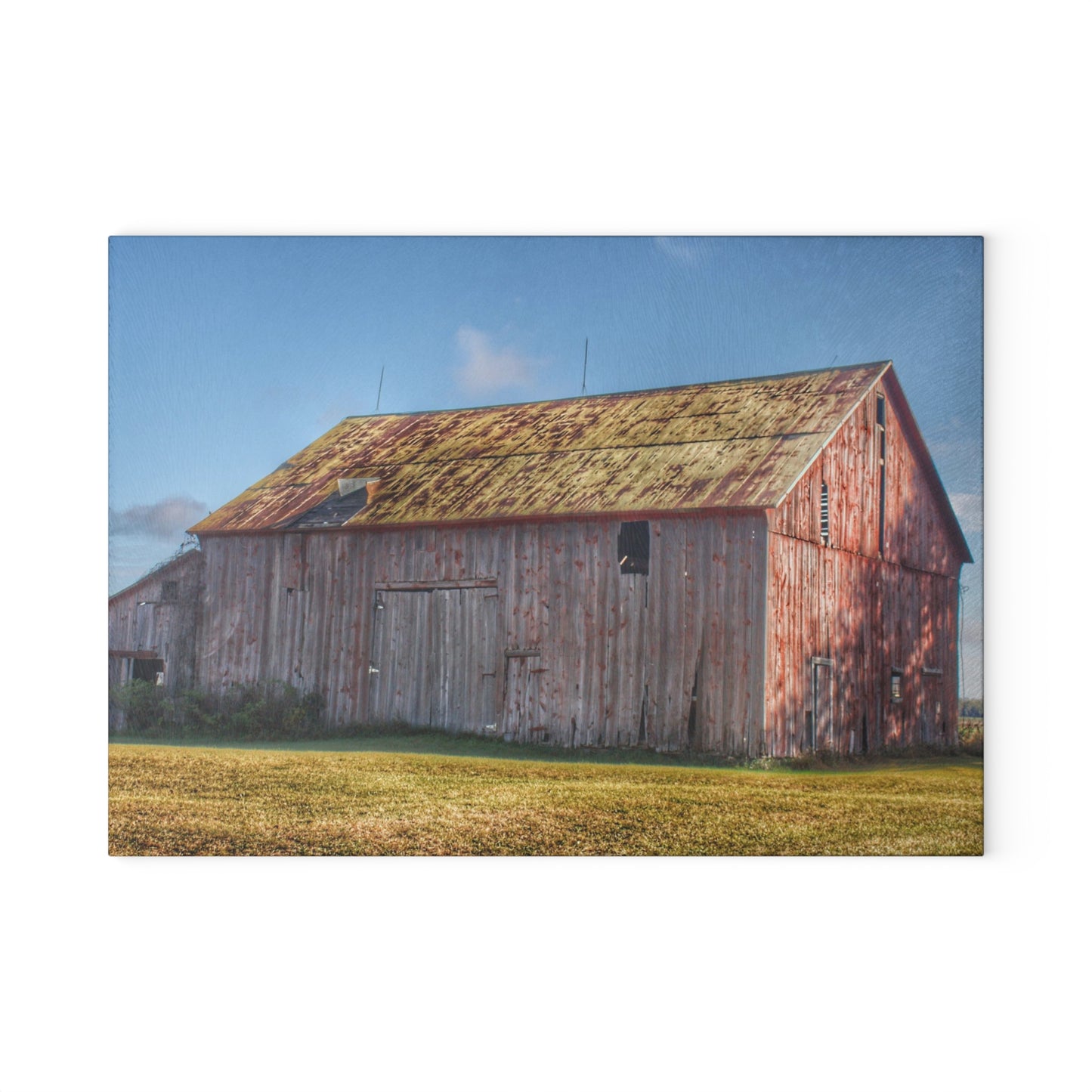 U R There Photography Fargo Road Saltbox Rustic Farmhouse Tempered-Glass Cutting Board