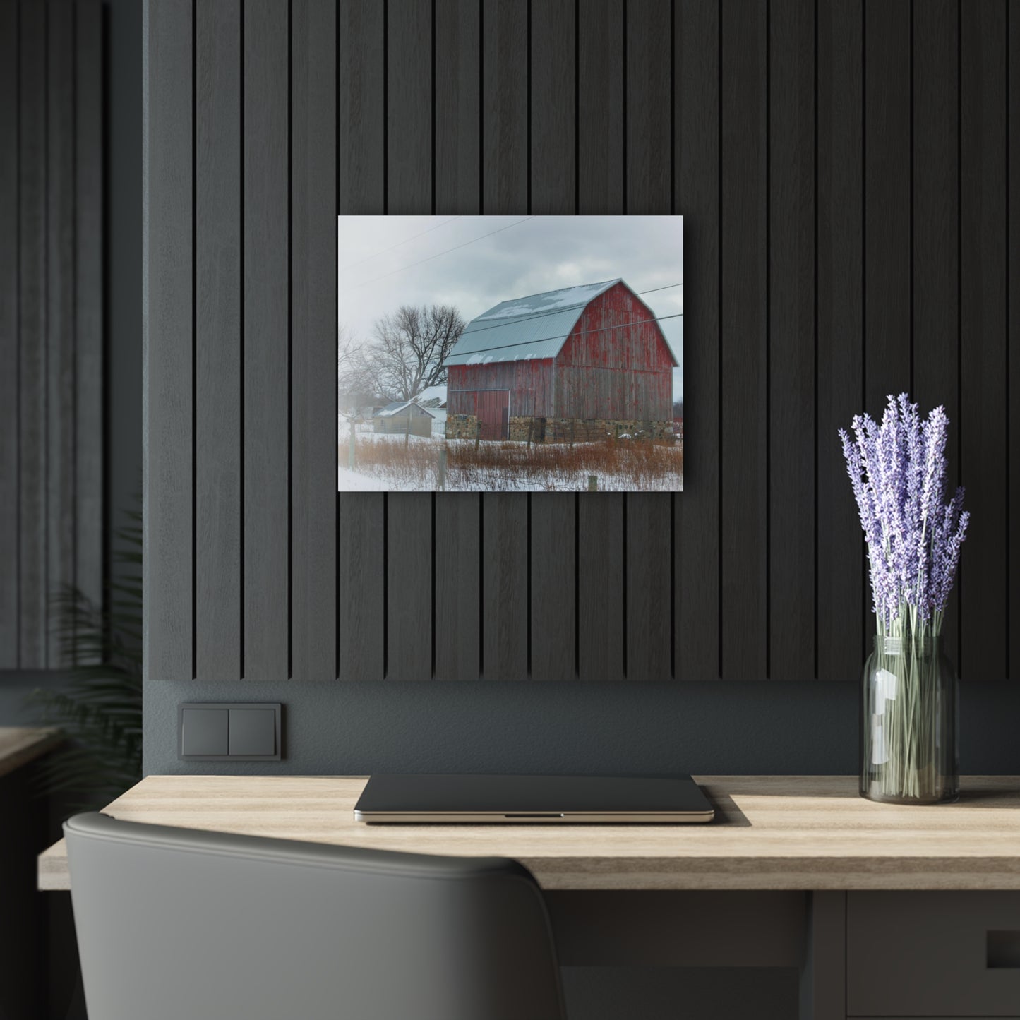 U R There Photography Lake Pleasant Stone Red and Little Grey Rustic Farmhouse Acrylic Wall Print