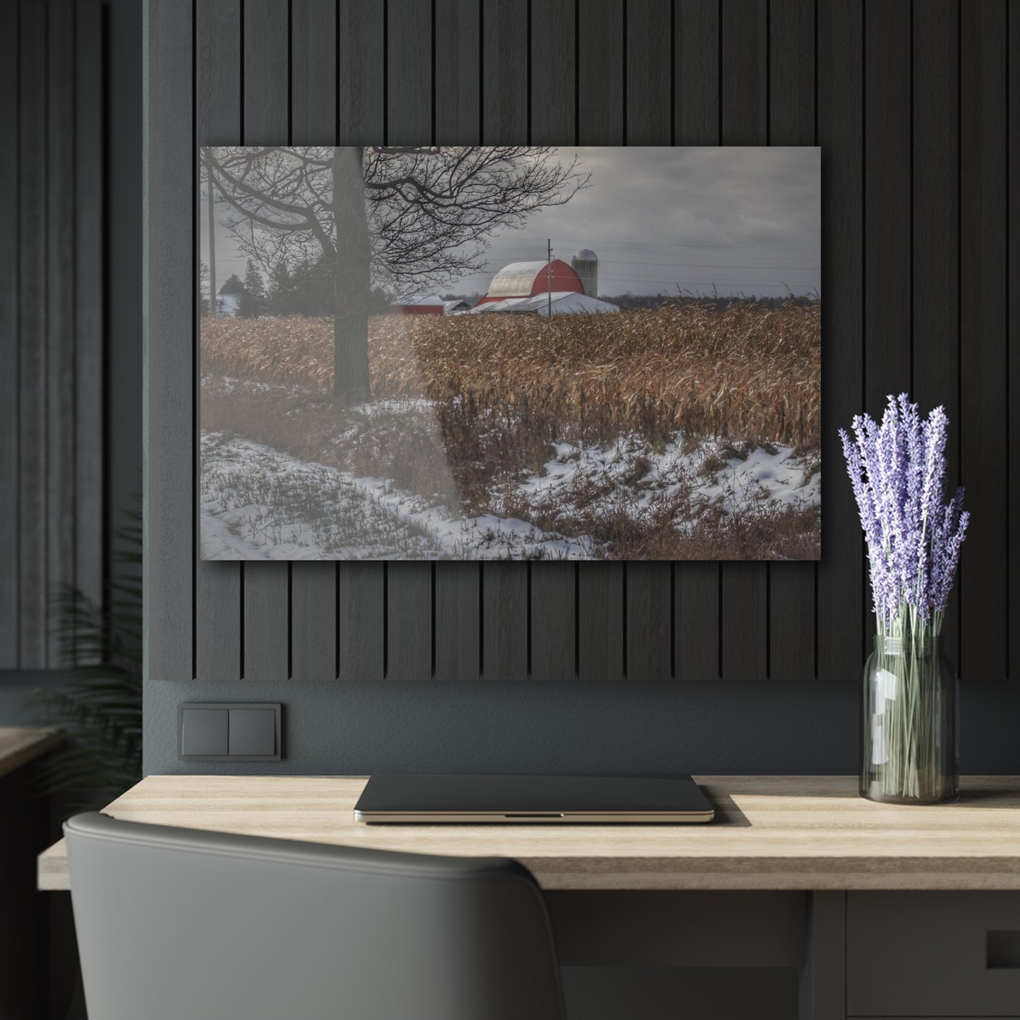 U R There Photography Edward Road Red Rustic Farmhouse Acrylic Wall Print