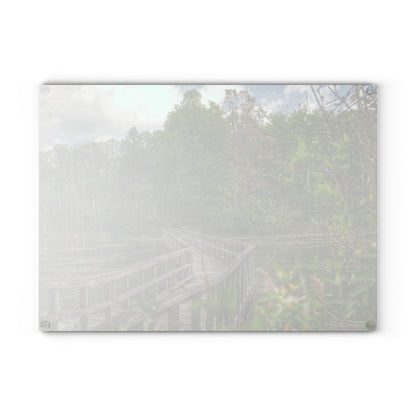 U R There Photography Linear Park Bridge in Lapeer I Rustic Farmhouse Tempered-Glass Cutting Board