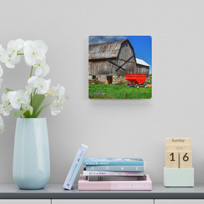U R There Photography Kings Mill Grey Rustic Farmhouse Acrylic Analog Wall Clock