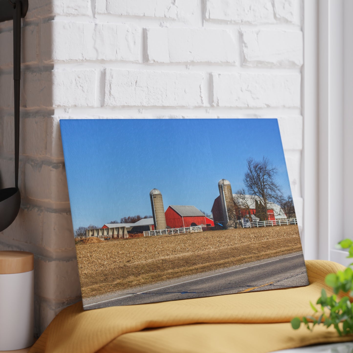 U R There Photography Marlette Reds Rustic Farmhouse Tempered-Glass Cutting Board