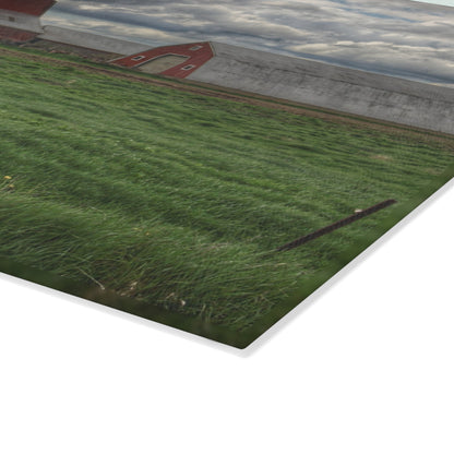 U R There Photography Northern Sandusky Reds Rustic Farmhouse Tempered-Glass Cutting Board