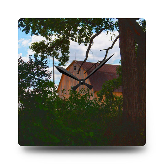 Bristol Gold Hidden Rustic Farmhouse Acrylic Analog Wall Clock 10.75'' × 10.75'' (Square)