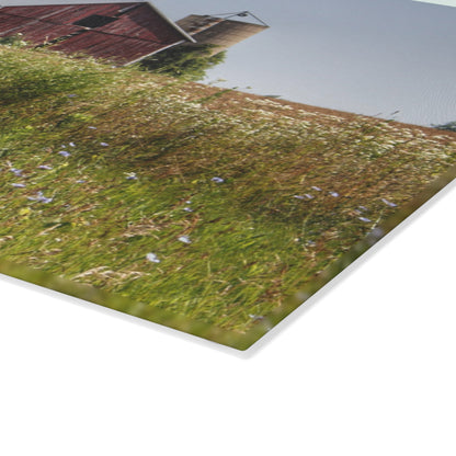 U R There Photography North Lake Pleasant Little Red Rustic Farmhouse Tempered-Glass Cutting Board