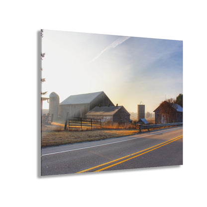 U R There Photography Wilder Road Foggy Morning Greys Rustic Farmhouse Acrylic Wall Print