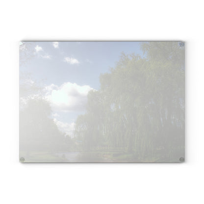 U R There Photography Cramton Park Bridge in Lapeer I Rustic Farmhouse Tempered-Glass Cutting Board