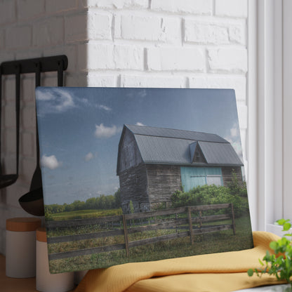 U R There Photography Harris Road Grey Rustic Farmhouse Tempered-Glass Cutting Board