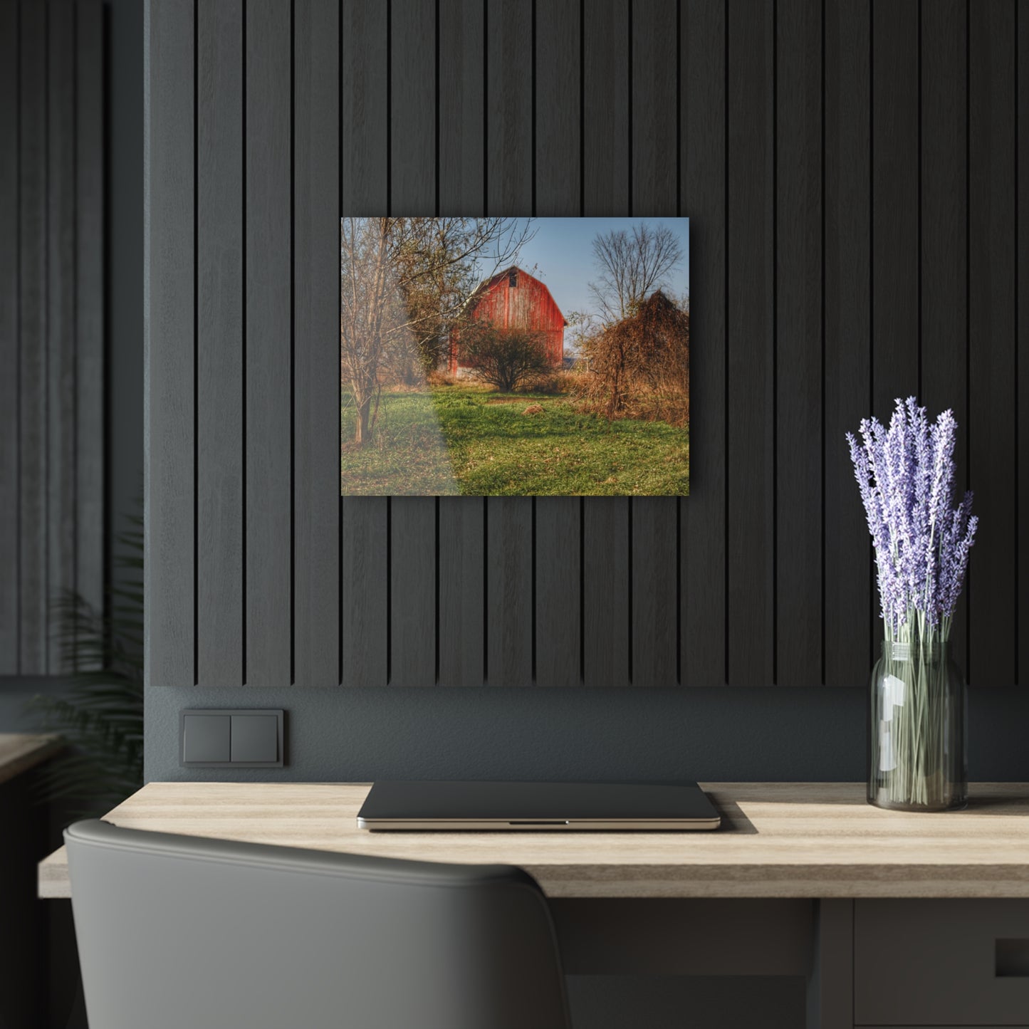 U R There Photography Columbiaville Red in November Rustic Farmhouse Acrylic Wall Print