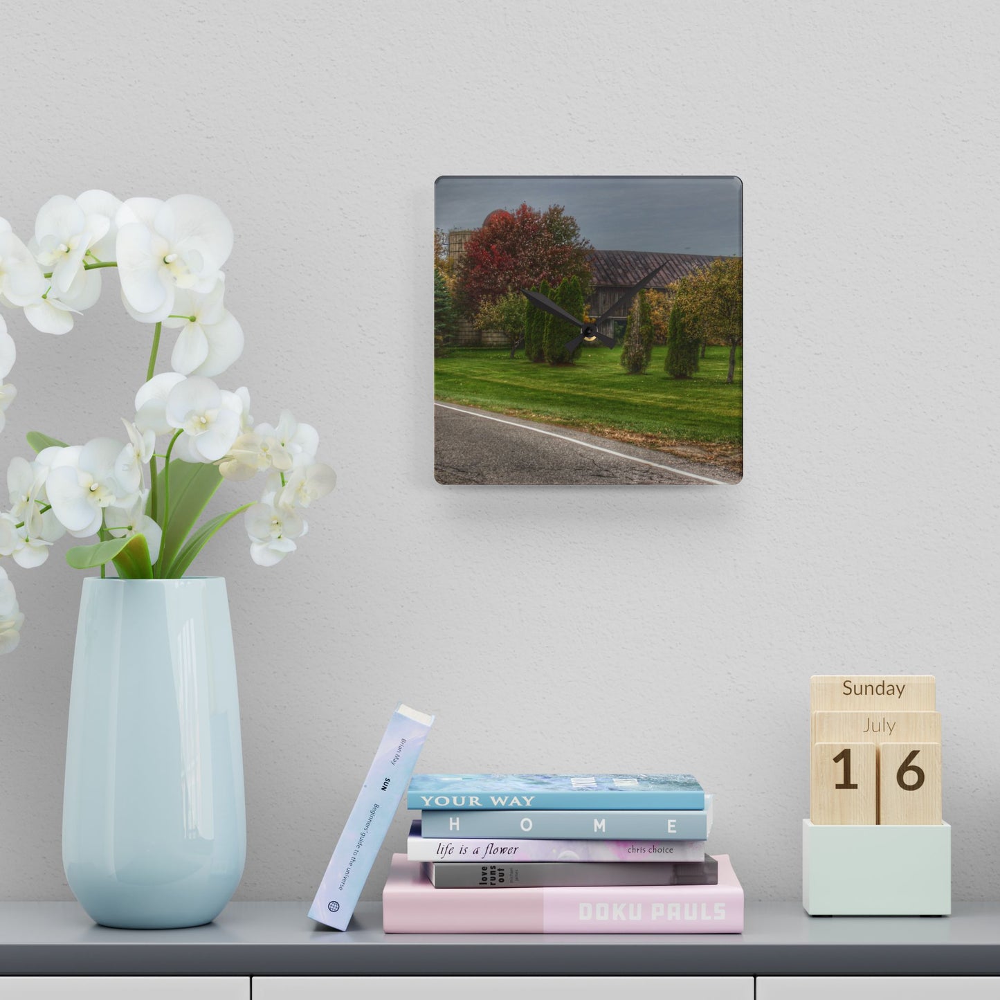 U R There Photography Goodrich Grey Rustic Farmhouse Acrylic Analog Wall Clock