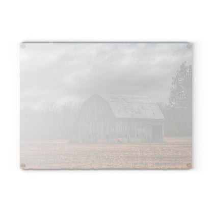 U R There Photography Grey Barn and Tree Rustic Farmhouse Tempered-Glass Cutting Board