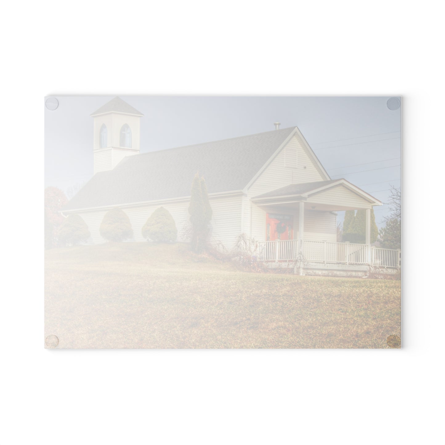 U R There Photography Oxford Chapel Rustic Farmhouse Tempered-Glass Cutting Board