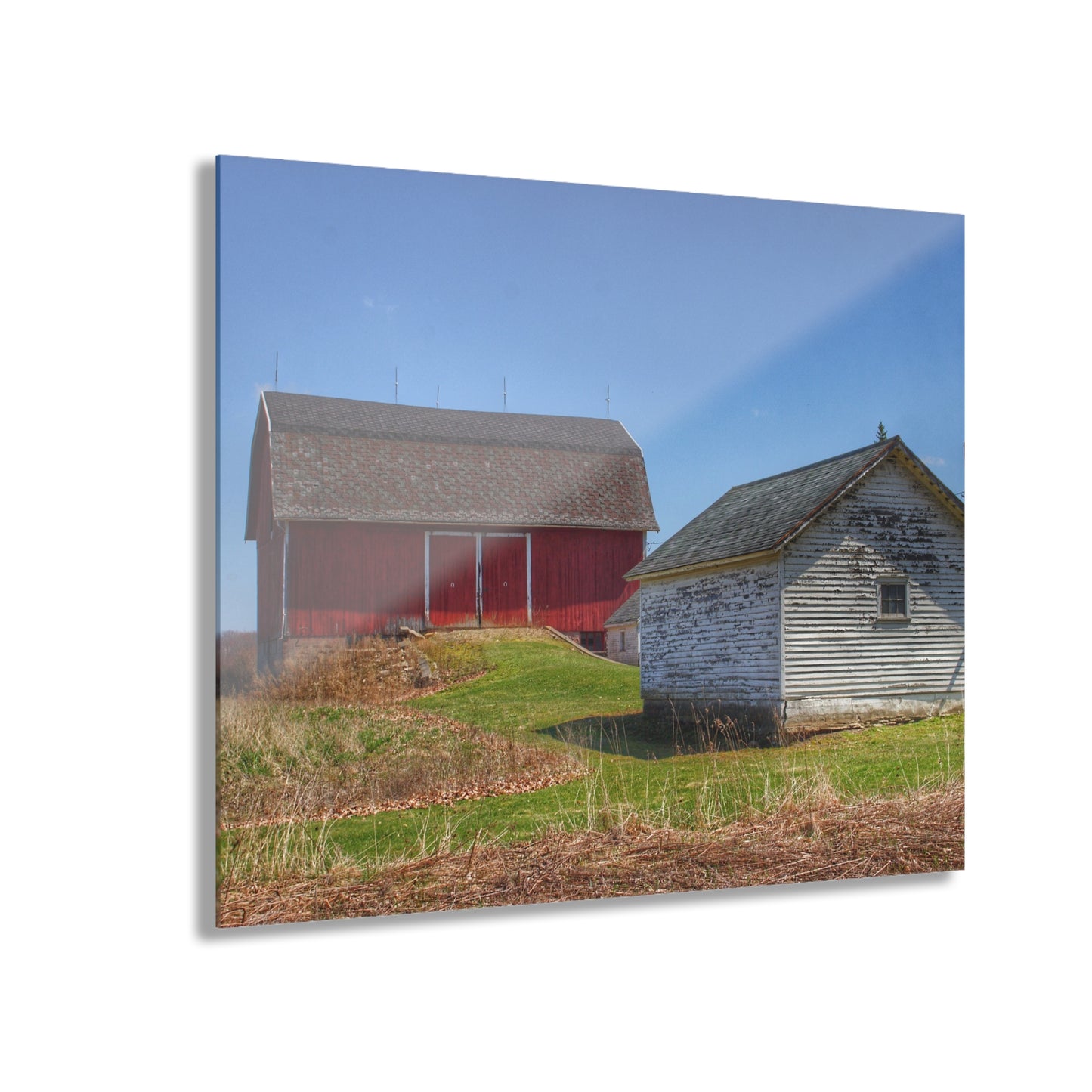 U R There Photography Hurd Corners Red and Little White Rustic Farmhouse Acrylic Wall Print