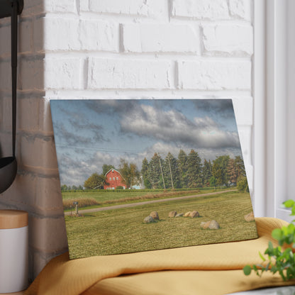 U R There Photography Across the Road Rustic Farmhouse Tempered-Glass Cutting Board