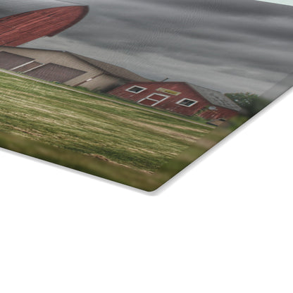 U R There Photography M-24 Country Bench Barn Rustic Farmhouse Tempered-Glass Cutting Board