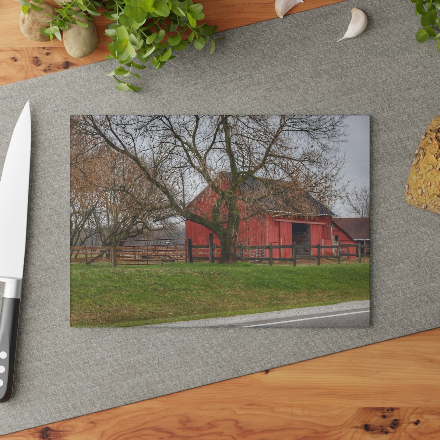 U R There Photography M-21 Roadside Stable I Rustic Farmhouse Tempered-Glass Cutting Board