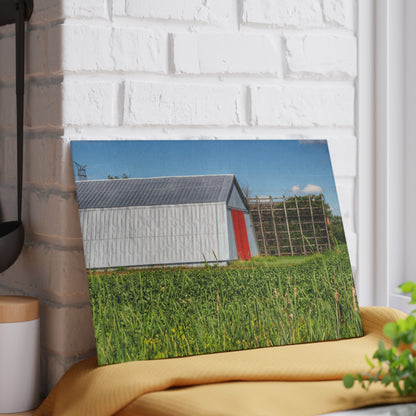 U R There Photography Montrose Farm II Rustic Farmhouse Tempered-Glass Cutting Board
