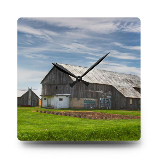 Bay Port Road Greys Rustic Farmhouse Acrylic Analog Wall Clock 10.75'' × 10.75'' (Square)