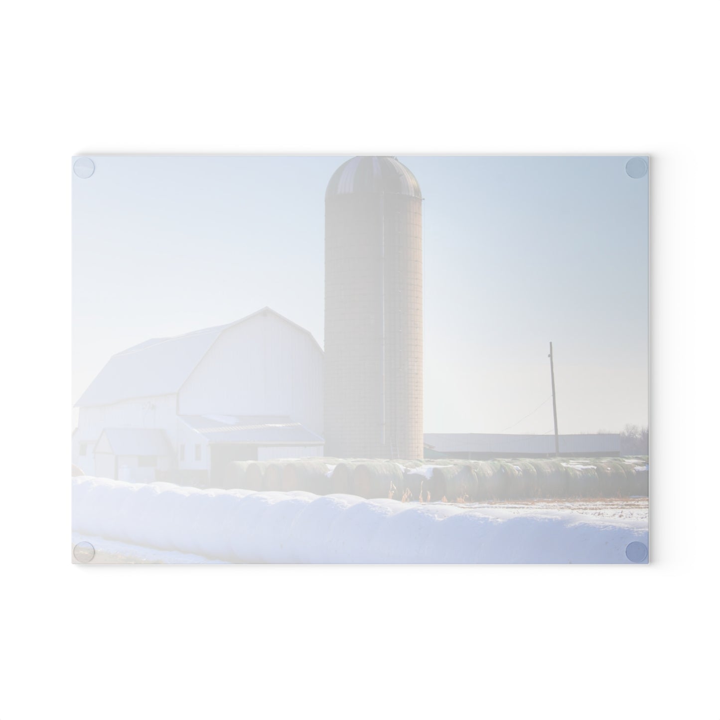 U R There Photography Bowers Road White in Winter Rustic Farmhouse Tempered-Glass Cutting Board