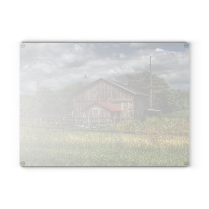 U R There Photography Millington Road Grey Horse Barn Rustic Farmhouse Tempered-Glass Cutting Board